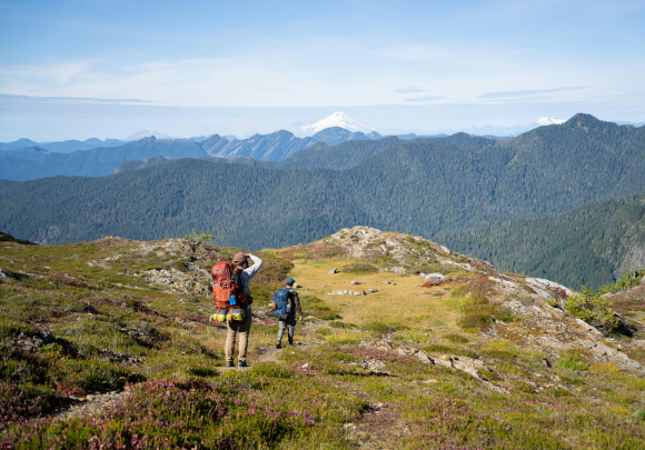 Two men hiking Olympic Peninsula